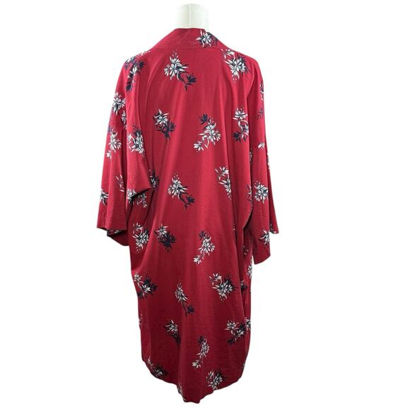 Banana Republic Red Floral Cotton Kimono Duster Cardigan Lightweight Boho | OSFM - Picture 3 of 11
